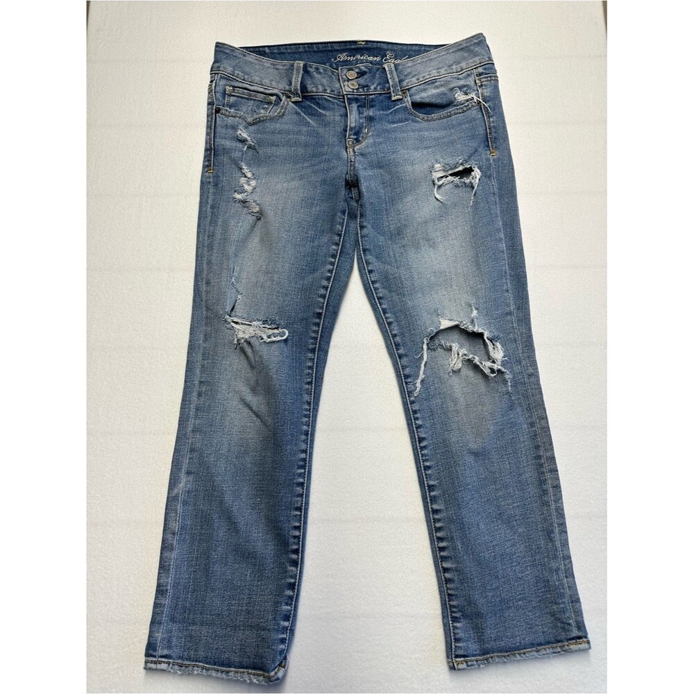 American Eagle Women's Size 6 Distressed Coastal | Western Y2K Vibe Blue Jeans